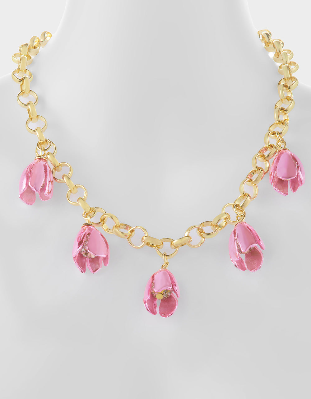 GARDEN GLAM TULIP CHARM FRONTAL NECKLACE PINK - Image 4