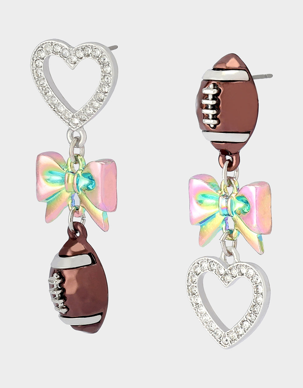 FOOTBALL BOW DROP EARRINGS CRYSTAL