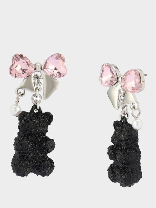 BEAR BOW DROP EARRINGS BLACK