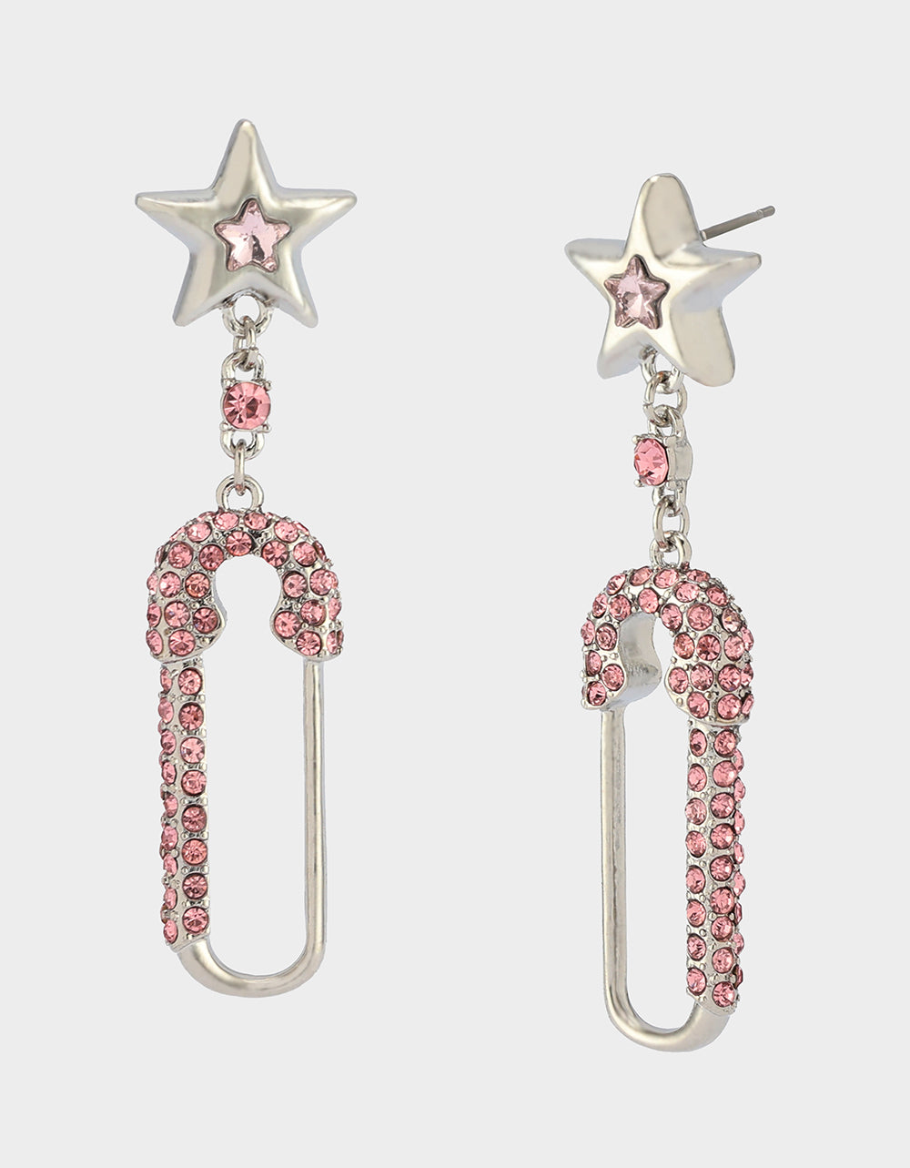 SAFTY PIN STAR DROP EARRINGS PINK
