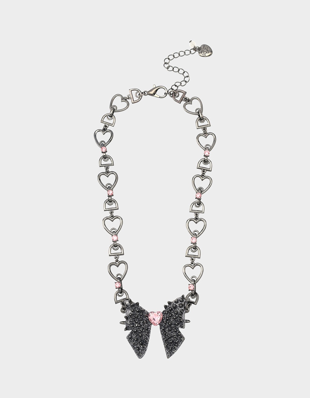 SPIKY BOW SHORT PENDANT PINK