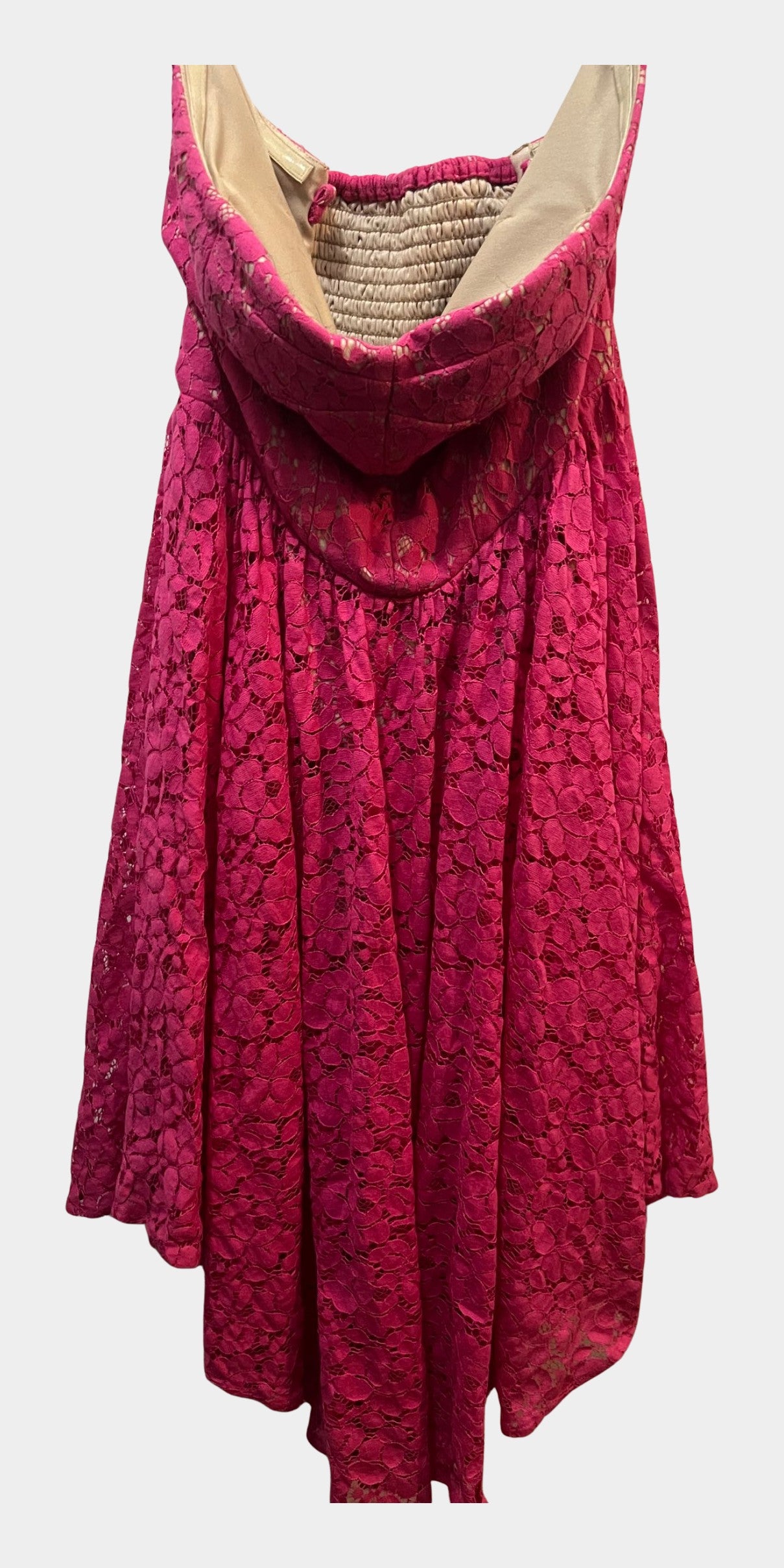 Strapless Pink lace summer dress | RE:LUV