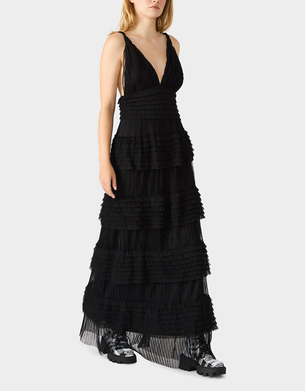 TIERED TULLE GOWN BLACK - Image 3
