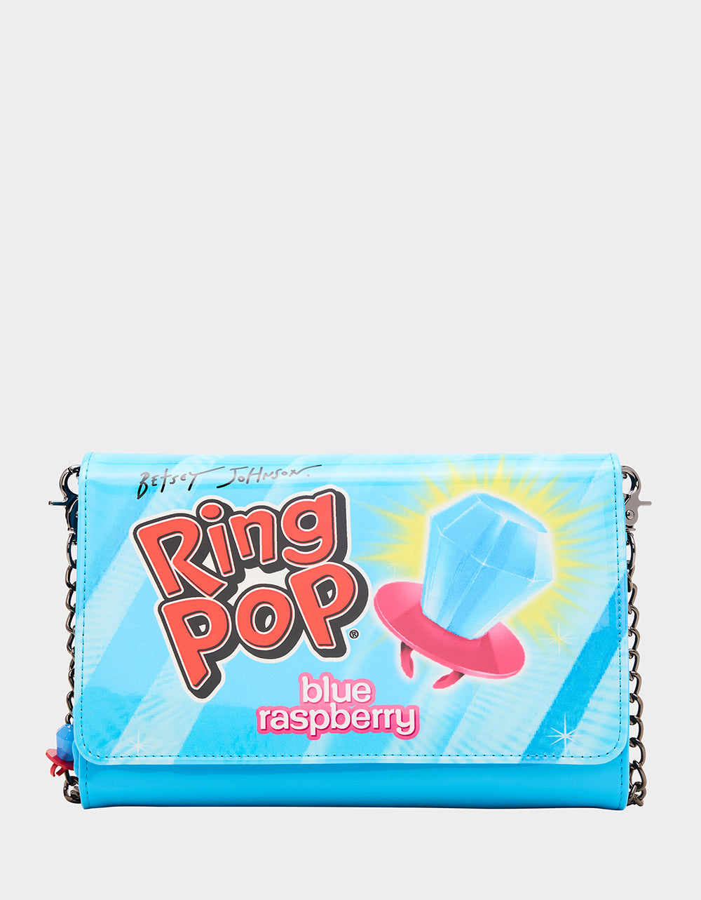 RING POP® PATENT WALLET ON CHAIN BLUE