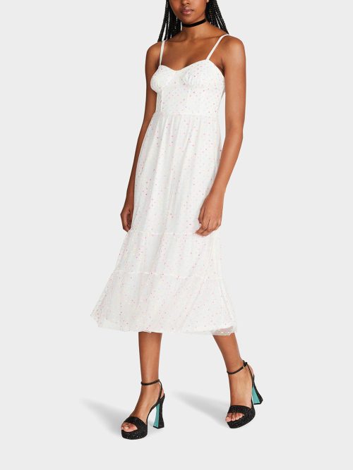 GARDEN VIBES CORSET MIDI DRESS WHITE MULTI