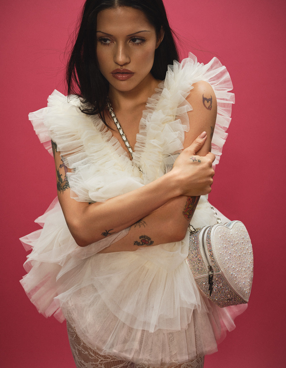 BETSEYS TIERED TULLE DRESS CREAM - Image 13