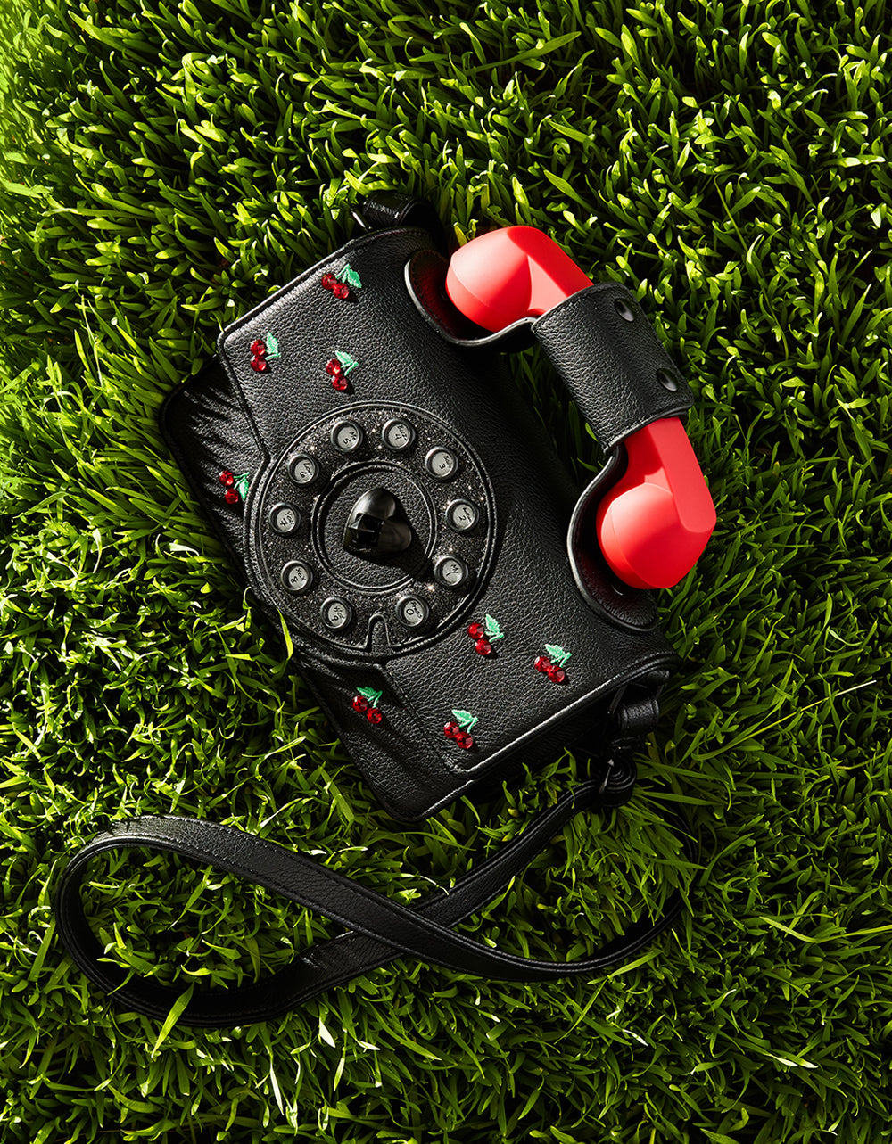 KITSCH CHERRY MINI PHONE BAG RED BLACK - Image 2